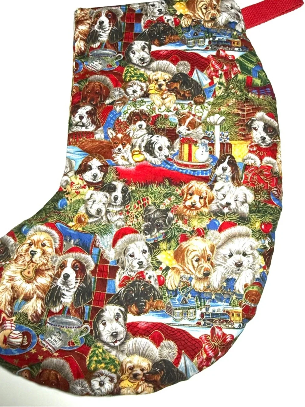 Holiday Puppy Print Dog Stocking - Red & Multi